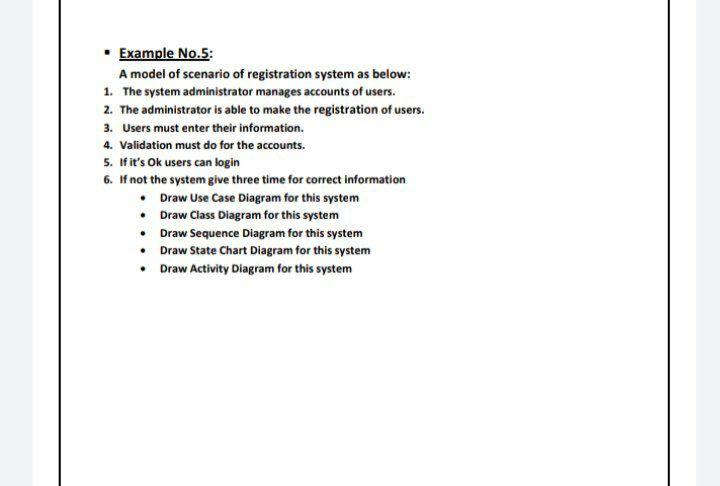 Solved Example No.5: A model of scenario of registration | Chegg.com