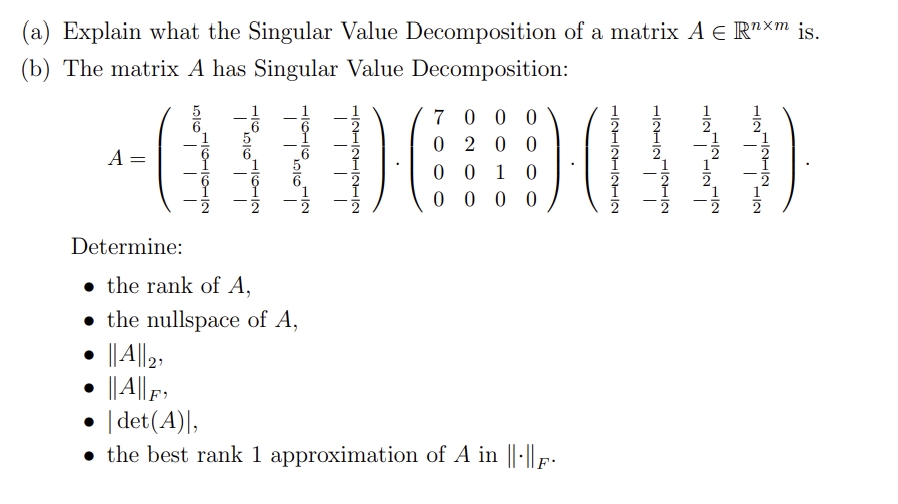 Solved A Explain What The Singular Value Decomposition Of 5744