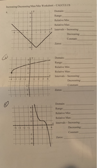 Solved : Increasing/Decreasing/Max/Min Worksheet-CALCULUS | Chegg.com