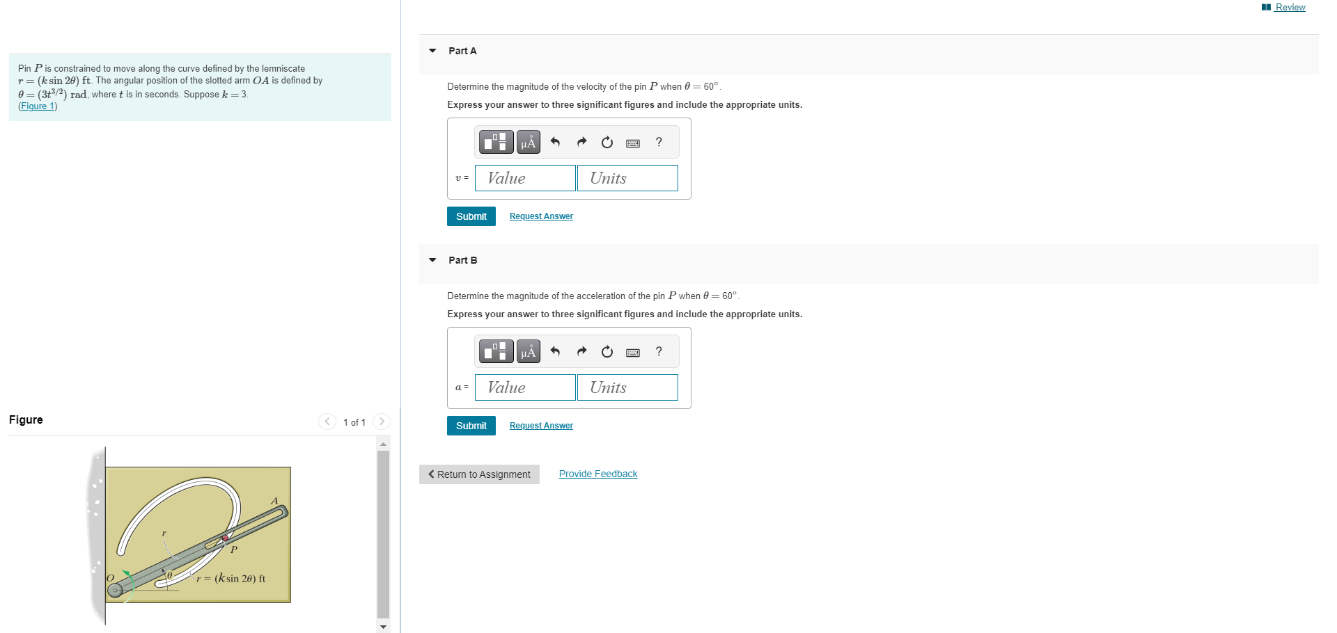 Solved Pin P Is Constrained To Move Along The Curve Defined | Chegg.com