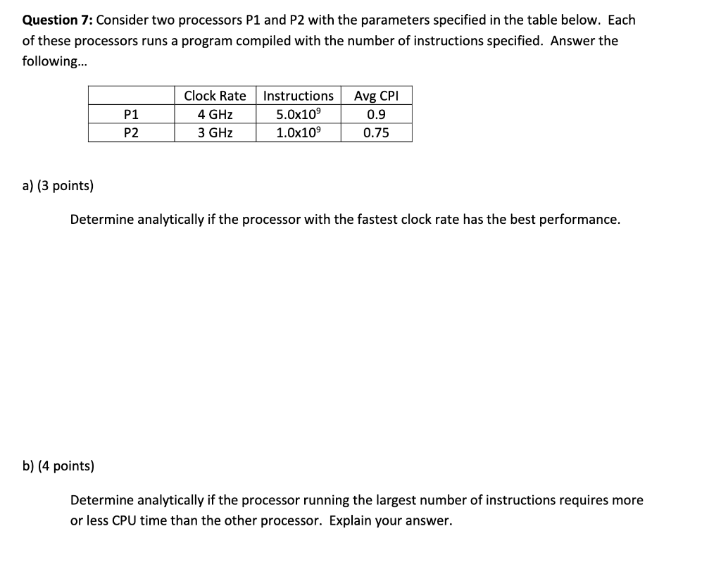 Solved Question 7: Consider Two Processors P1 And P2 With | Chegg.com