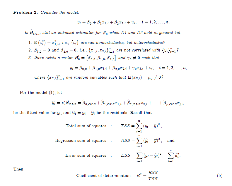 I 1 2 N 1 Consider The Model Yi X 3 U Chegg Com