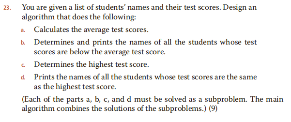 Solved 23. . You are given a list of students' names and | Chegg.com