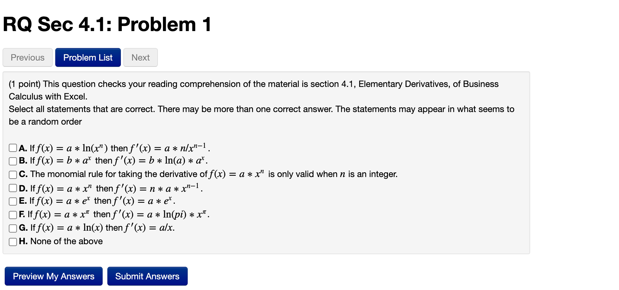 Solved RQ Sec 4.1: Problem 1 Previous Problem List Next (1 | Chegg.com
