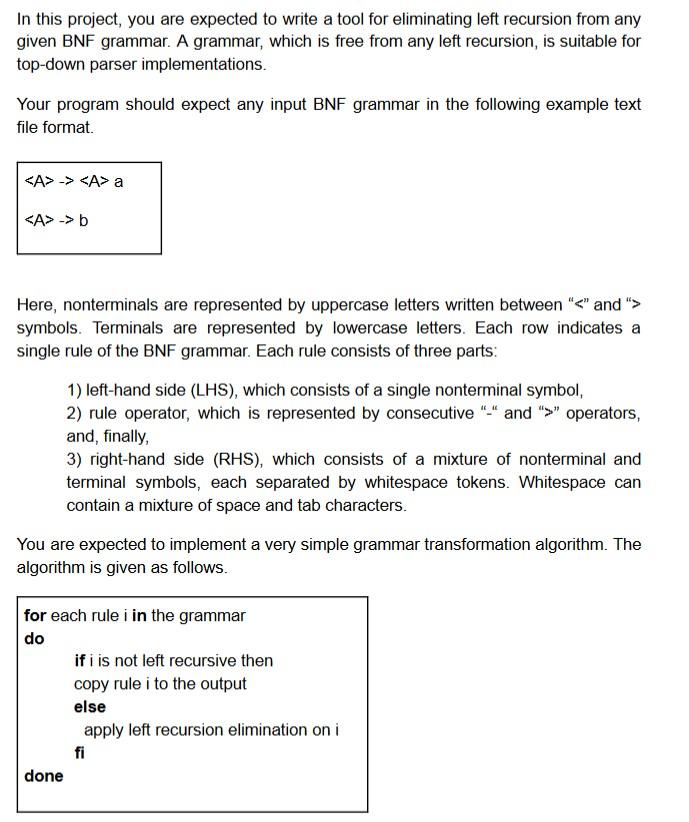 Solved In this project, you are expected to write a tool for | Chegg.com