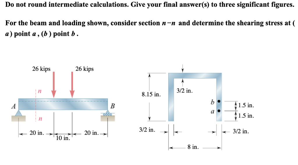 Solved Determine the shear stress at point a and point b | Chegg.com
