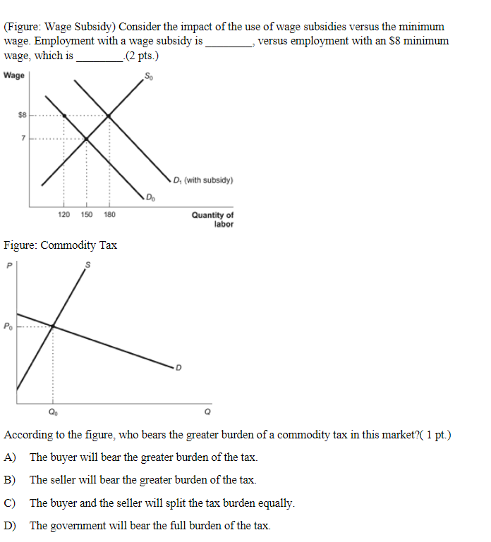 Solved (Figure Wage Subsidy) Consider the impact of the use