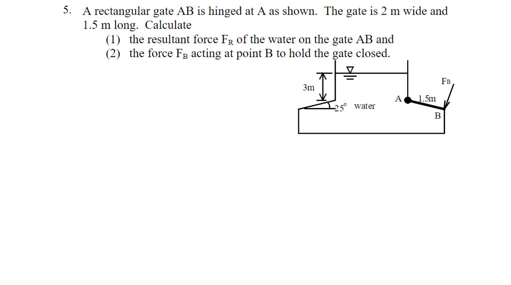 Solved A rectangular gate AB is hinged at A as shown. The | Chegg.com