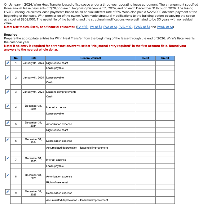 Solved On January 1, 2024, Winn Heat Transfer leased office