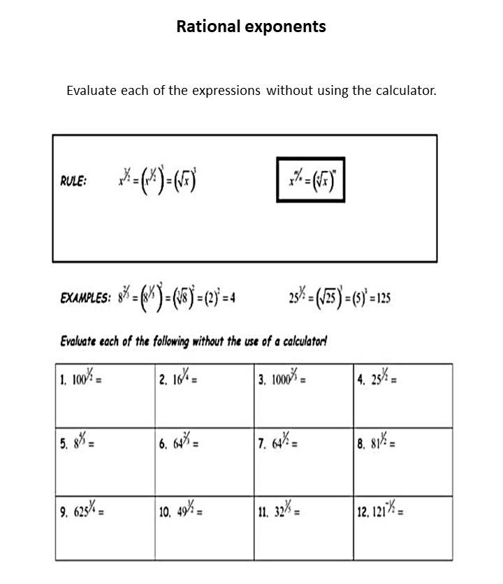 Rational store exponent calculator