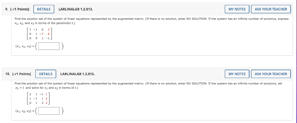 Solved Find The Solution Set Of The System Of Linear