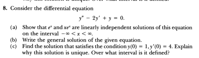 Solved 8. Consider the differential equation y" 2y y-0. (a) | Chegg.com