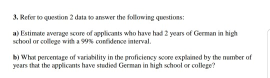 Solved 2. Consider the following data sample data obtained | Chegg.com