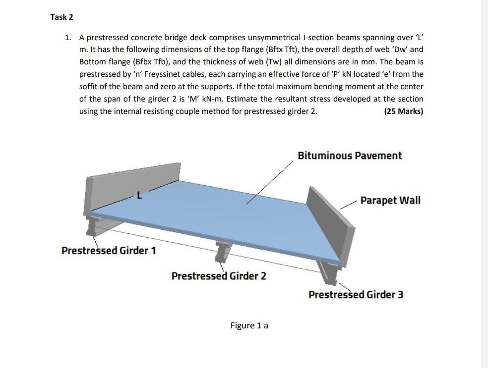 Solved Task 2 1. A prestressed concrete bridge deck | Chegg.com