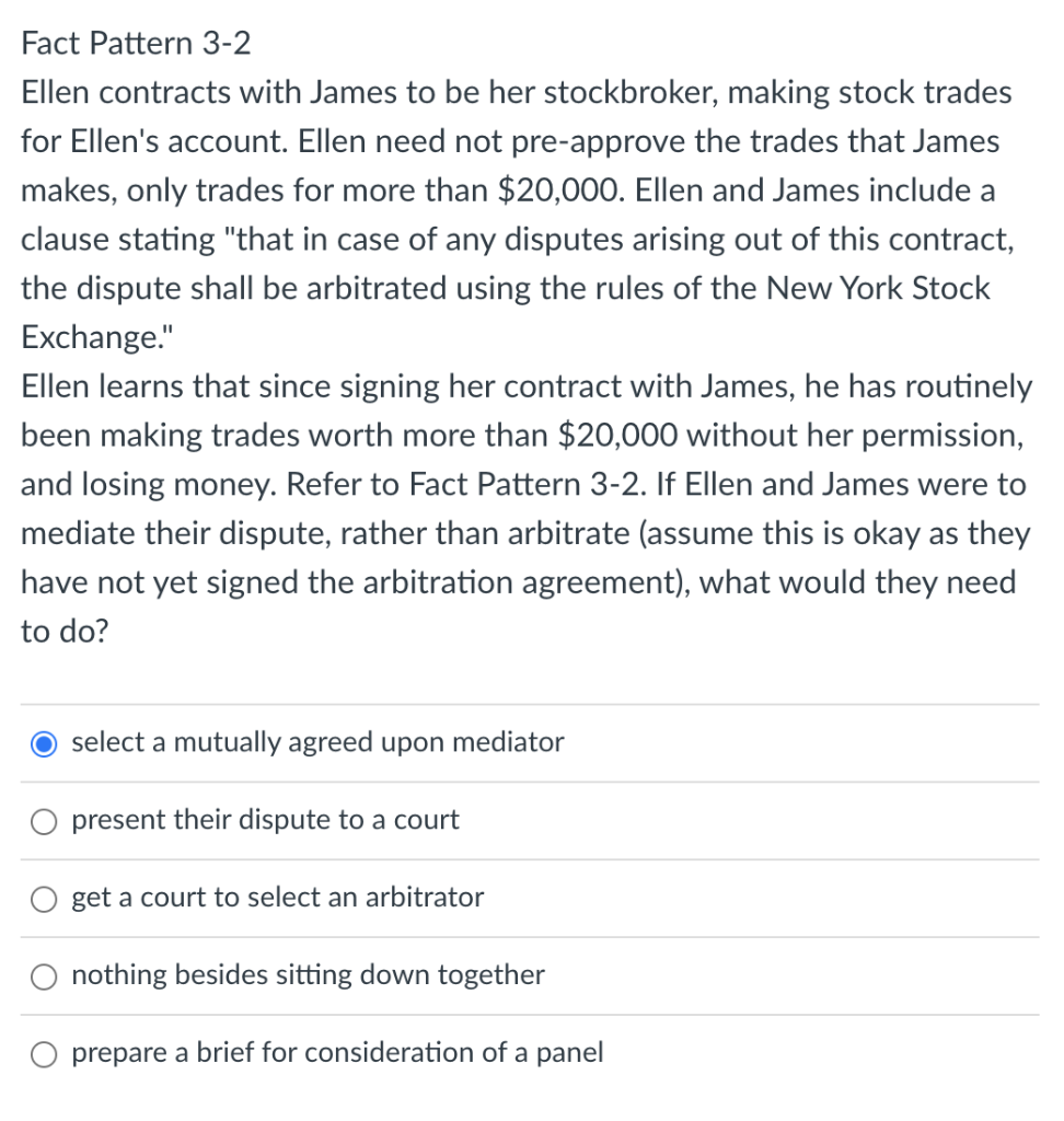 Solved Fact Pattern 3-2 Ellen contracts with James to be her