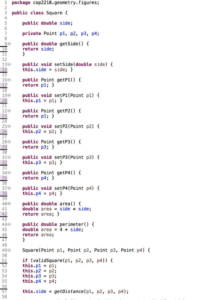 Solved 5. Modify the Square class to extend from | Chegg.com