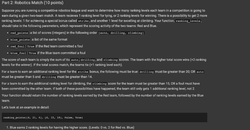 Solved Part 2: Robotics Match (10 points) Suppose you are | Chegg.com