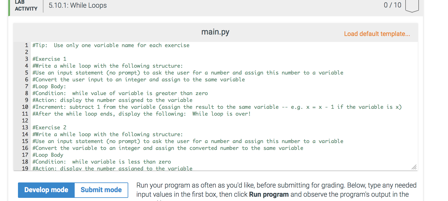 Solved LAB 5.10.1: While Loops 0/10 АCTIVITY main.py Load | Chegg.com