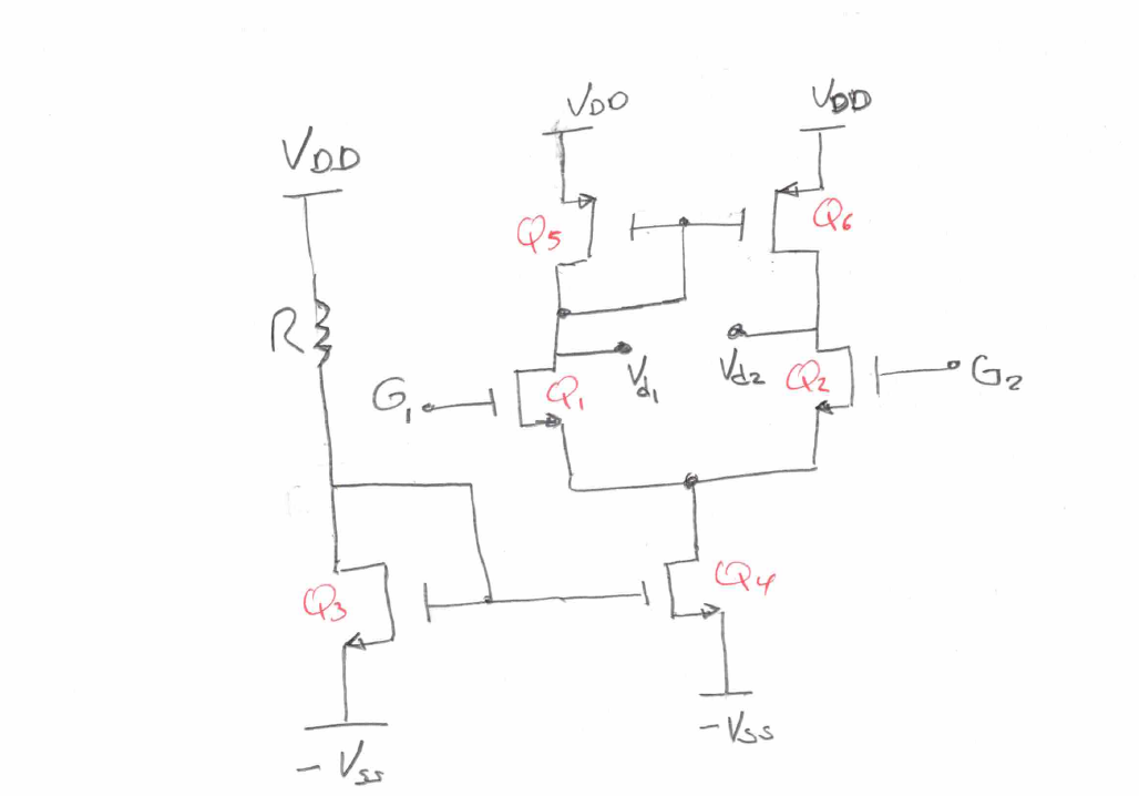 Solved How does this MOSFET Differential Pair with Active | Chegg.com