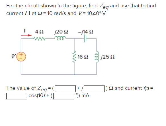Solved For the circuit shown in the figure, find Zeq and use | Chegg.com