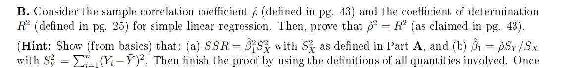 Solved B. Consider the sample correlation coefficient ê | Chegg.com