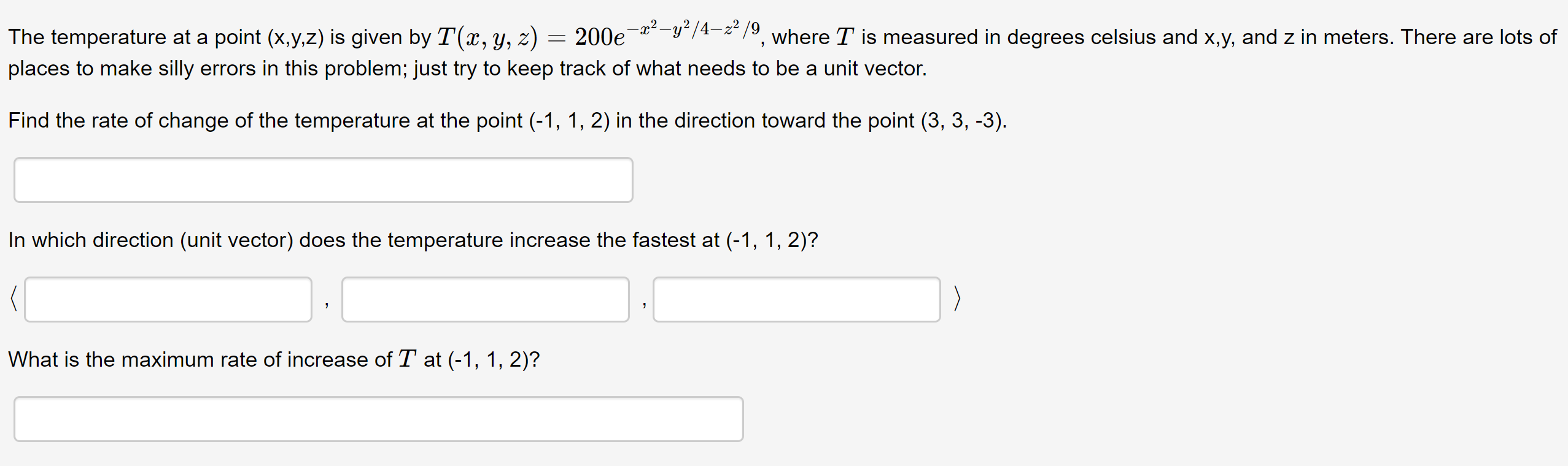 Solved The temperature at a point (x,y,z) is given by T(x, | Chegg.com