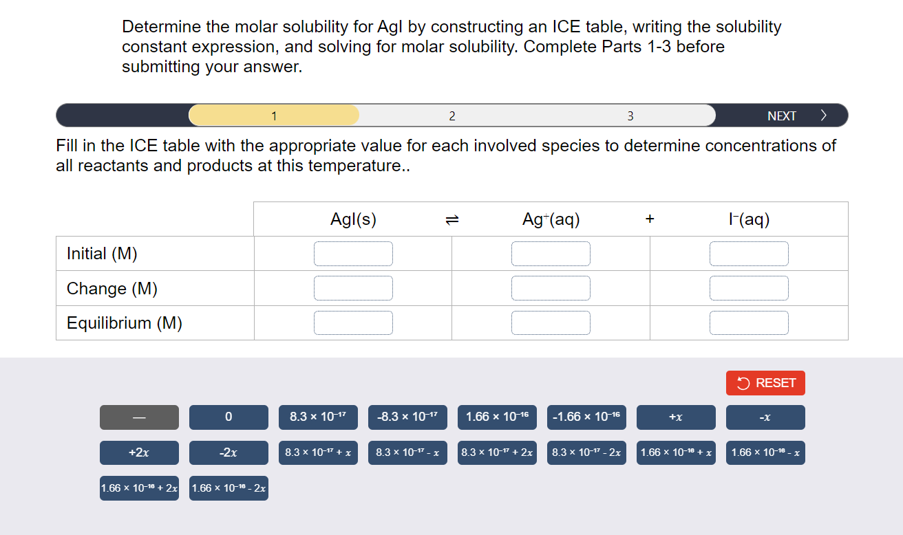 Solved Determine the molar solubility for Agl by Chegg