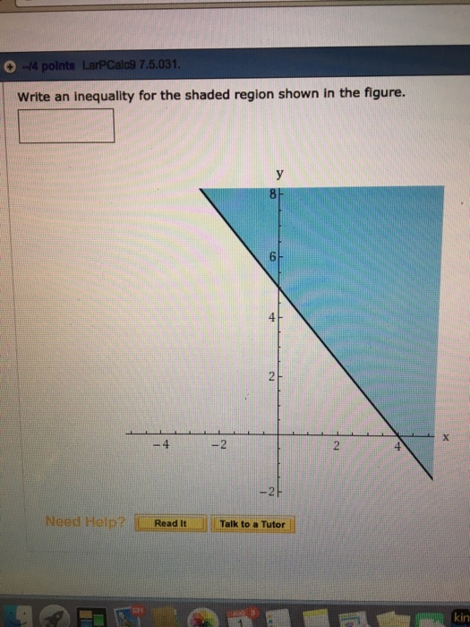 Solved Write an inequality for the shaded region shown in | Chegg.com