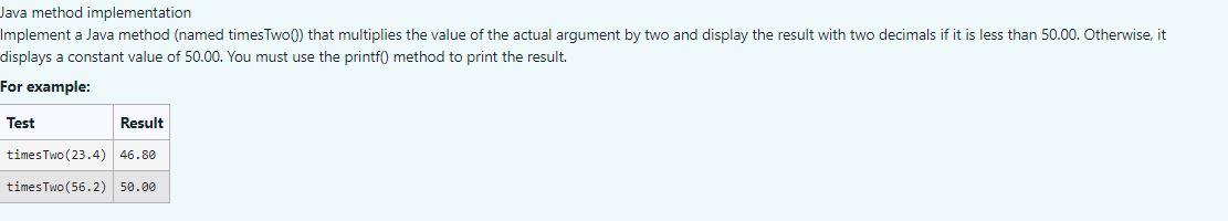Solved Java method implementation Implement a Java method | Chegg.com