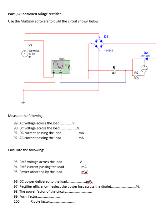 Solved Part (4) half wave controlled rectifier Use the | Chegg.com