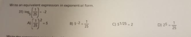 Solved Write an equivalent expression in exponential form 3) | Chegg.com