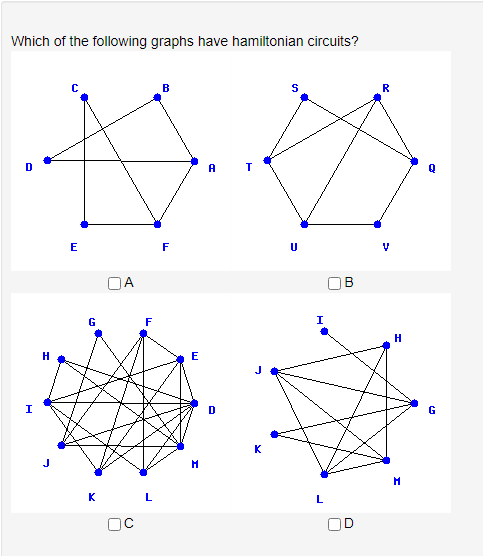 Solved Which of the following graphs have hamiltonian | Chegg.com