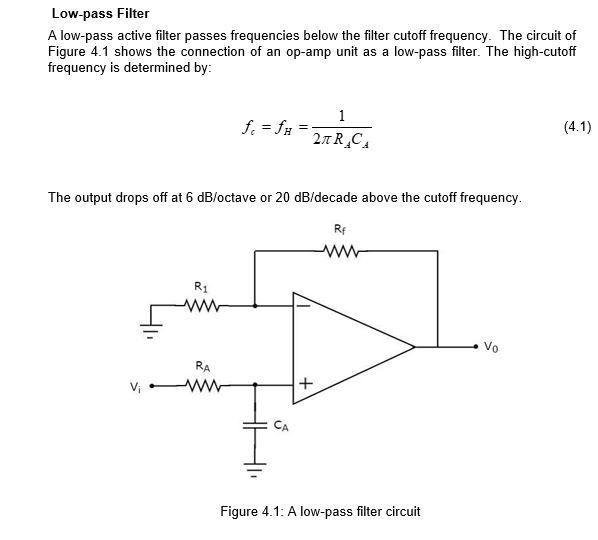 Solved Prelab A Design An Active Low Pass Filter In