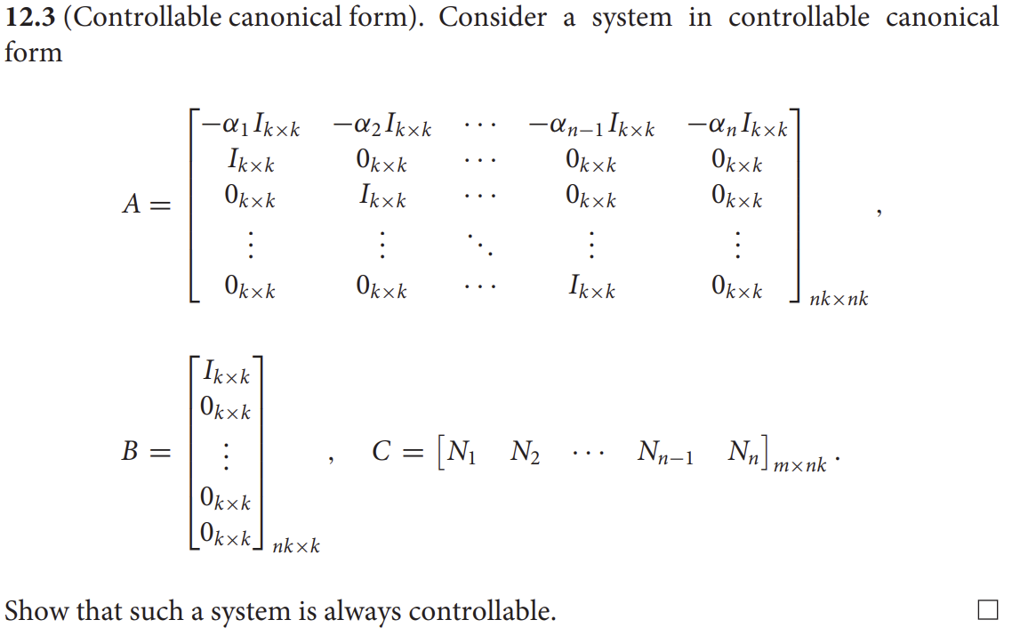 Solved 12.3 (Controllable canonical form). Consider a system | Chegg.com