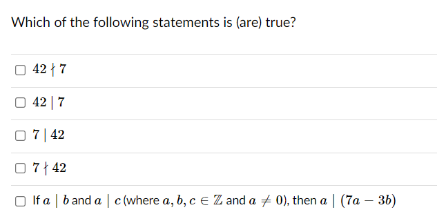 Solved Which of the following statements is (are) true? 42 | | Chegg.com