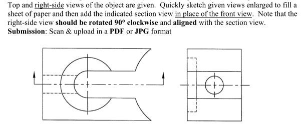 Solved Top and right-side views of the object are given. | Chegg.com