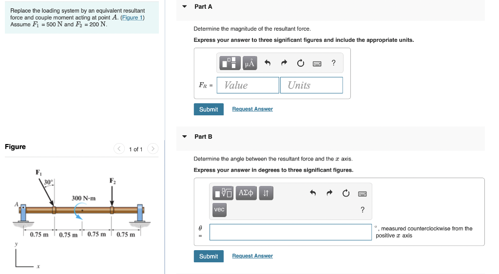 Solved Replace the loading system by an equivalent resultant | Chegg.com