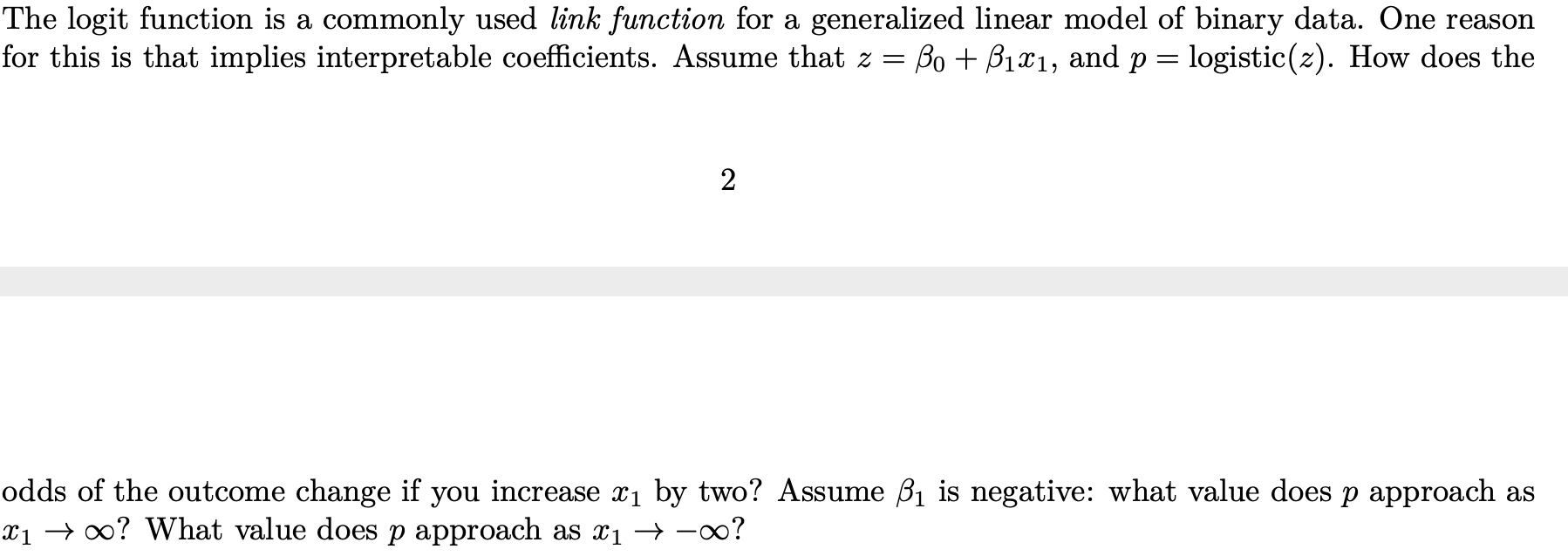Solved The logit function is a commonly used link function | Chegg.com