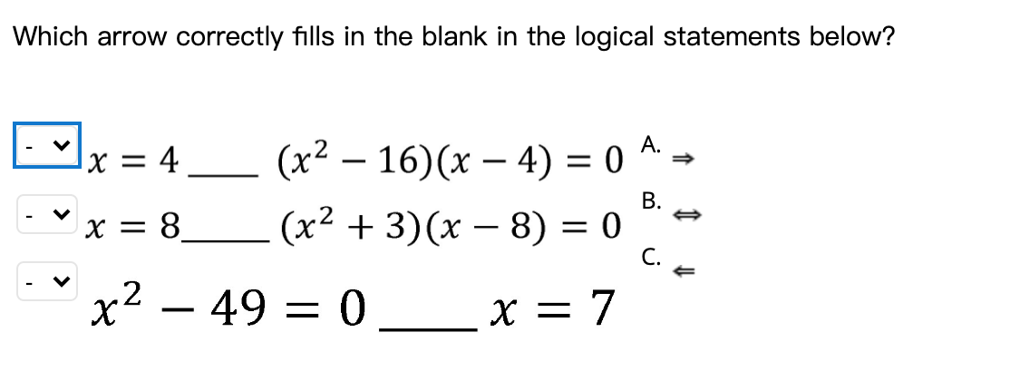 Solved Which arrow correctly fills in the blank in the | Chegg.com