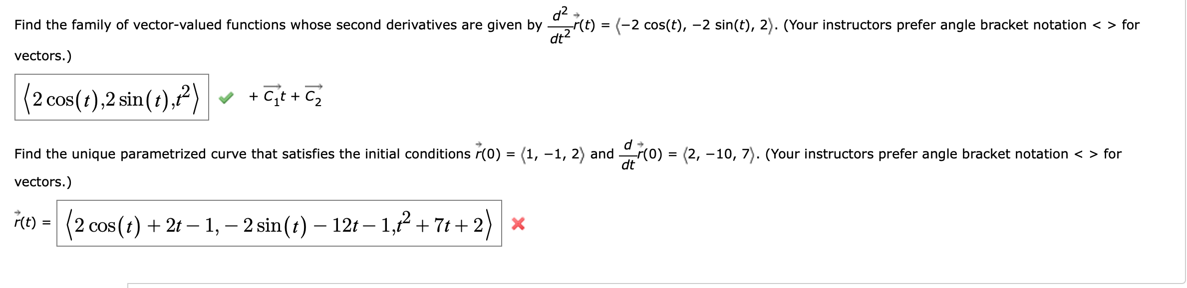 Solved Find the family of vectorvalued functions whose