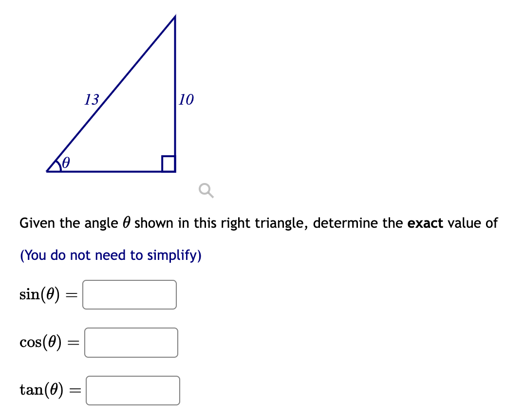 Solved Given the angle θ shown in this right triangle, | Chegg.com