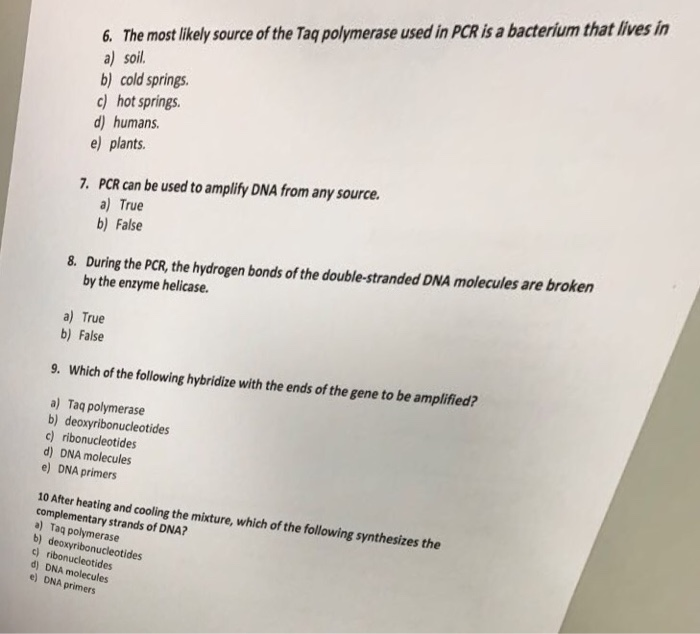 Solved Multiple Choice Questions 1. Which Enzyme Can Make A | Chegg.com