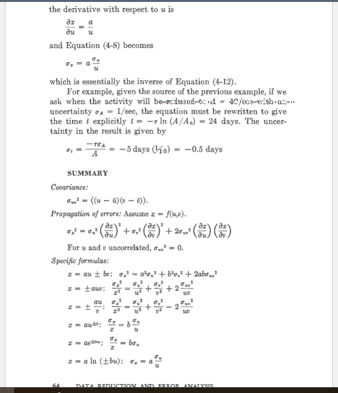 Solved the derivative with respect to u is and Equation | Chegg.com