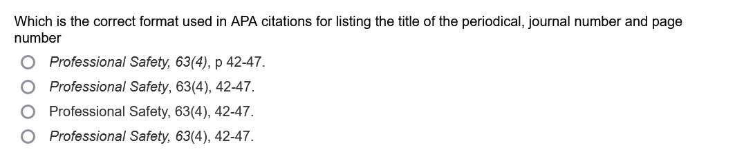 Which is the correct format used in APA citations for | Chegg.com
