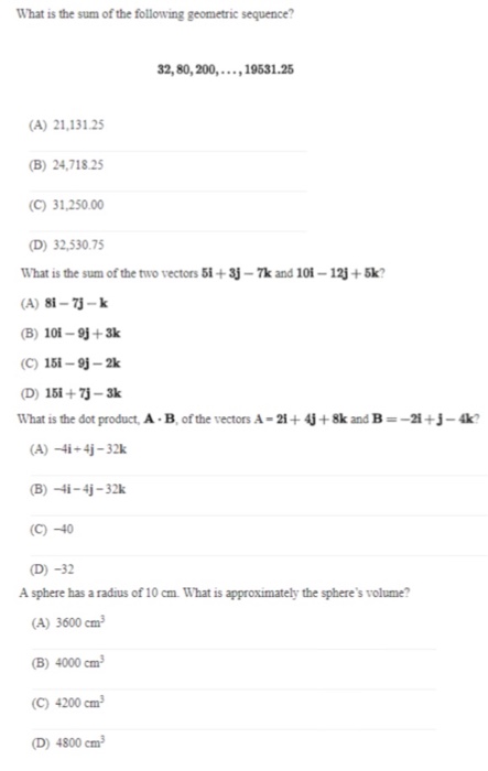 Solved What is the sum of the following geometric sequence? | Chegg.com