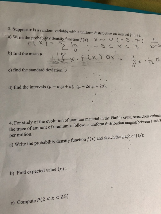 Solved 3. Suppose X Is A Random Variable With A Uniform | Chegg.com