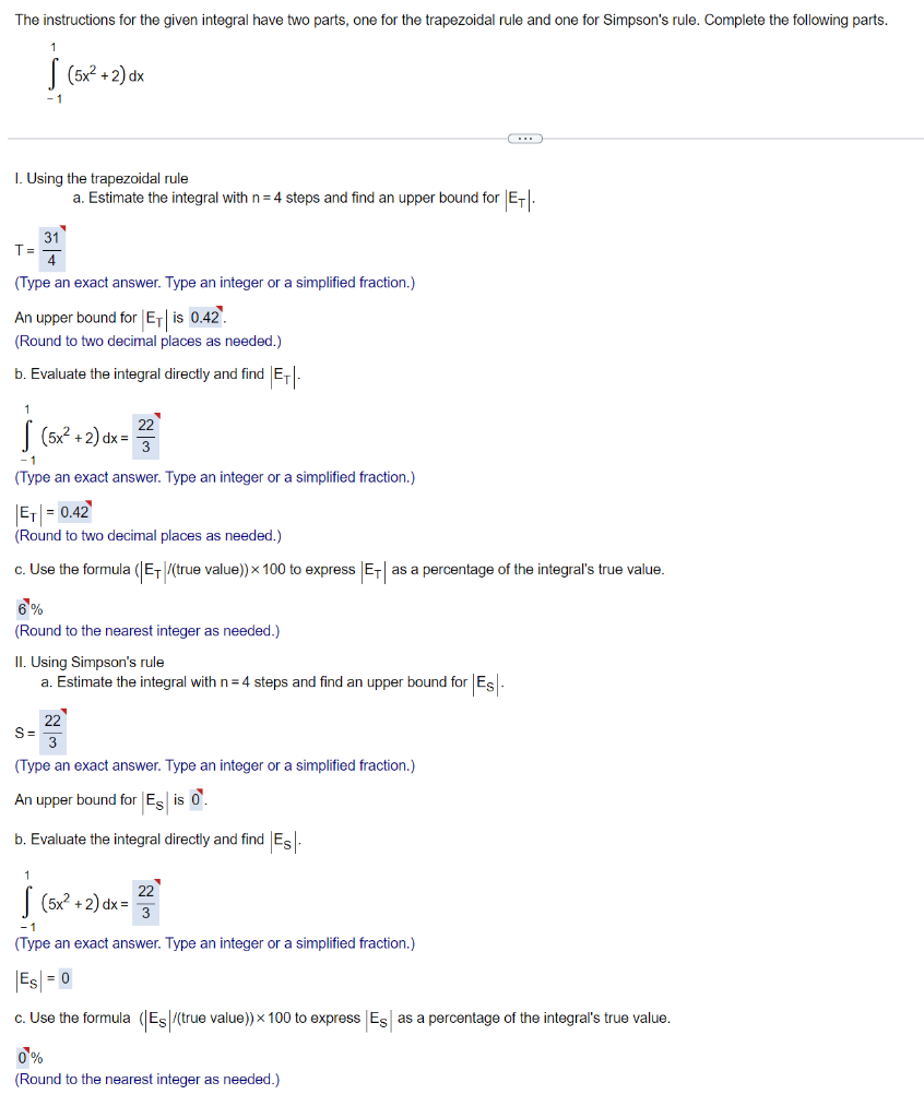 Solved The instructions for the given integral have two | Chegg.com