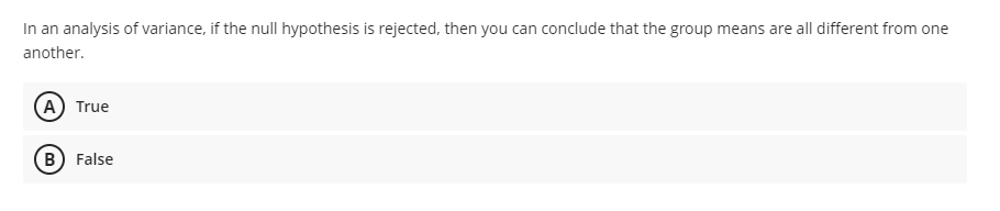 what is the null hypothesis tested by analysis of variance