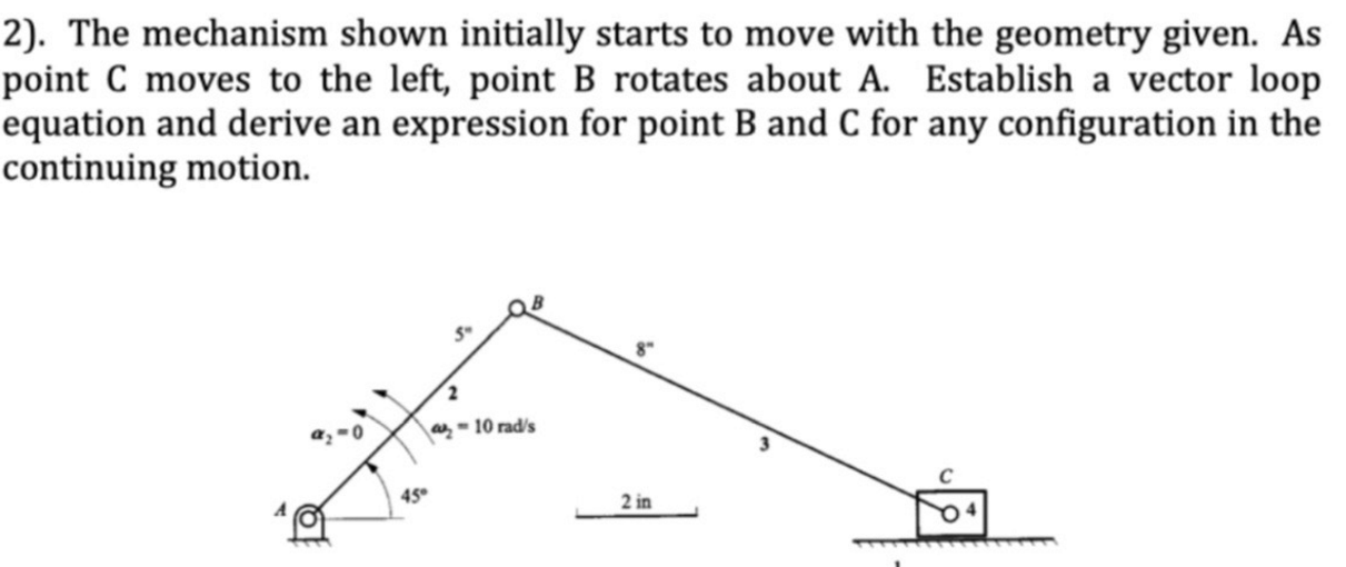 Solved 2). The mechanism shown initially starts to move with | Chegg.com