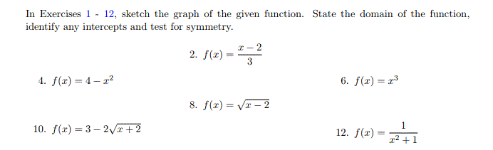 Solved In Exercises 1 12, sketch the graph of the given | Chegg.com